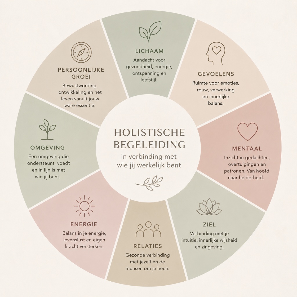 Holistische Begeleiding Wheel - 8 dimensies van welzijn
